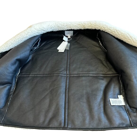 Jason Wu Faux Fur Vegan Leather Shearling Jacket Coat Button Down Medium NWT - Picture 12 of 15
